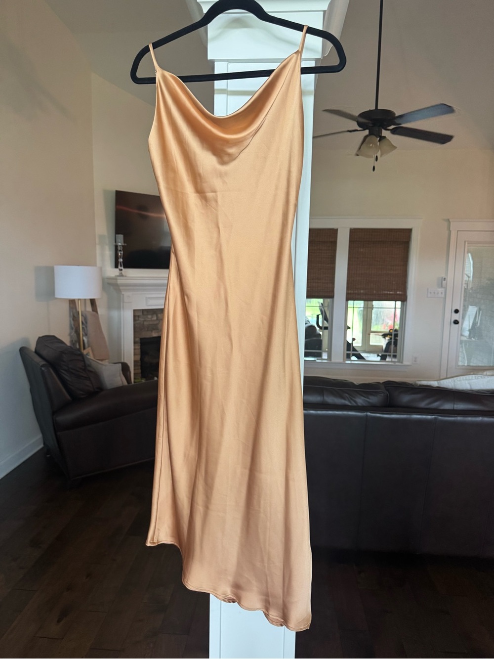 Petal & Pup Silky Cowl Neck Slip Dress in Gold NWT